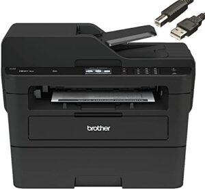 brother mfc-l2750dw monochrome laser printer all-in-one with wireless, auto 2-sided printing, print scan copy, 2400 x 600 dpi, 36ppm, 250-sheet, works with alexa – bundle with jawfoal printer cable