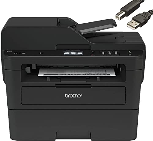 Brother MFC-L2750DW Monochrome Laser Printer All-in-One with Wireless, Auto 2-Sided Printing, Print Scan Copy, 2400 x 600 dpi, 36ppm, 250-sheet, Works with Alexa - Bundle with JAWFOAL Printer Cable