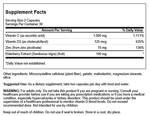 Swanson High Potency Ultimate Immune Defense with C, D, Zinc & Elderberry 60 Caps