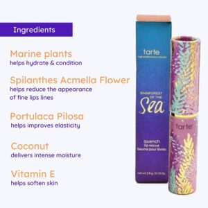 Tarte Rainforest of The Sea Quench Lip Rescue Buff Full Size - A moisturizing lip balm in an array of sheer color