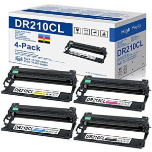 mitocolor 4 pack dr-210cl drum unit compatible for brother dr210cl replacement for hl-3040cn 3045cn 3070cw 3075cw mfc-9010cn 9120cn 9125cn 9320cn/cw 9325cw printer (1bk+1c+1m+1y)