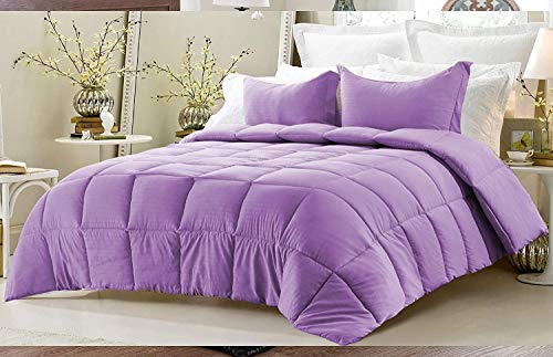 Oversized King Size Comforter Set-Stripes Down Alternative Comforter Sets Box Stitching Lavender Duvet Insert, All Season Bed Set with 4 Pillow Shams(Oversized King (98 x 118), 4 Pillow Shams)