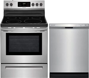 frigidaire 2 pc kitchen appliances package with ffef3054ts 30″ electric range and ffcd2418us 24″ built in dishwasher in stainless steel