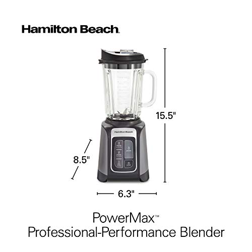 Hamilton Beach PowerMax Professional-Performance Blender for Shakes and Smoothies, Puree and Ice Crush, 48oz BPA-Free Glass Jar, 1680 Watts, Stainless Steel Blades (58600)