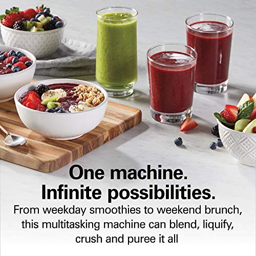 Hamilton Beach PowerMax Professional-Performance Blender for Shakes and Smoothies, Puree and Ice Crush, 48oz BPA-Free Glass Jar, 1680 Watts, Stainless Steel Blades (58600)