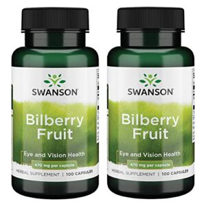 Swanson Bilberry Fruit 470 Milligrams 100 Capsules (2 Pack)