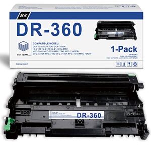 hydr [black,1-pack] compatible dr-360 drum unit replacement for brother dr360 mfc-7340 mfc-7345dn mfc-7345n printer drum unit, 13.9 x 8.8 x 5.5 inches