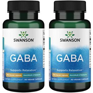 swanson amino acid maximum strength gaba 750 milligrams 60 veg capsules (2 pack)