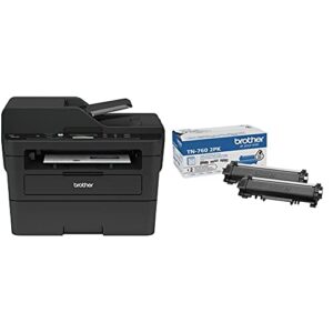 brother monochrome laser printer with brother genuine high-yield black toner cartridge twin pack tn760 2pk