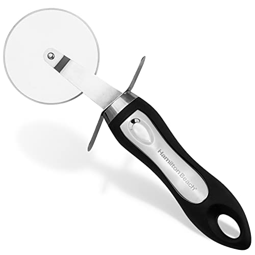 Hamilton Beach Pizza Cutter 8in soft touch handle, Premium Stainless Steel Pizza Slicer, Easy to Clean & Cut Pizza Wheel - Super Sharp, Non-Slip Handle & Dishwasher Friendly ? Black