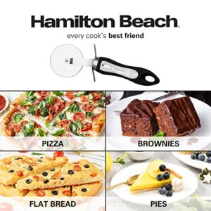 Hamilton Beach Pizza Cutter 8in soft touch handle, Premium Stainless Steel Pizza Slicer, Easy to Clean & Cut Pizza Wheel - Super Sharp, Non-Slip Handle & Dishwasher Friendly ? Black