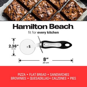 Hamilton Beach Pizza Cutter 8in soft touch handle, Premium Stainless Steel Pizza Slicer, Easy to Clean & Cut Pizza Wheel - Super Sharp, Non-Slip Handle & Dishwasher Friendly ? Black