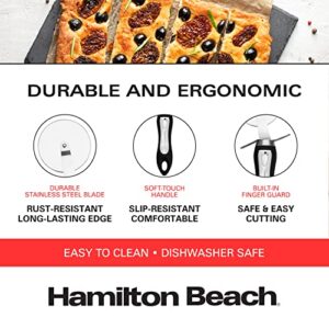 Hamilton Beach Pizza Cutter 8in soft touch handle, Premium Stainless Steel Pizza Slicer, Easy to Clean & Cut Pizza Wheel - Super Sharp, Non-Slip Handle & Dishwasher Friendly ? Black