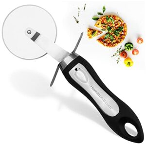 Hamilton Beach Pizza Cutter 8in soft touch handle, Premium Stainless Steel Pizza Slicer, Easy to Clean & Cut Pizza Wheel - Super Sharp, Non-Slip Handle & Dishwasher Friendly ? Black