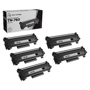 ld products compatible toner cartridge replacement for brother tn760 tn-760 tn 760 tn730 tn-730 (black, 5-pack) for dcp-l2550dw hl-l2325dw hl-l2370dw hl-l2390dw hl-l2395dw mfc-l2717dw mfc-l2730dw
