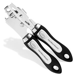 hamilton beach can opener 8.5in soft touch pp handle, stainless steel sharp blade, ergonomic & easy grip heavy duty, can openers smooth edge, can opener manual for home, kitchen & restaurant ? black