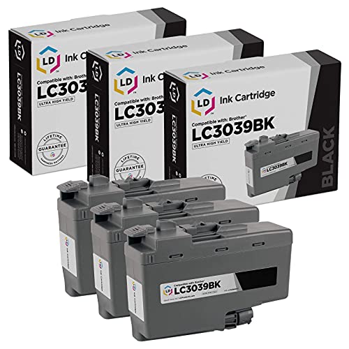 LD Compatible Ink Cartridge Replacements for Brother LC3039BK Ultra High Yield (Black, 3-Pack)