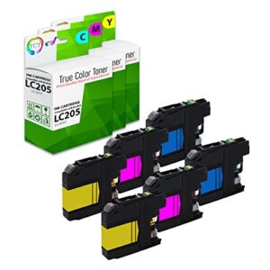 tct compatible ink cartridge replacement for brother lc205 lc205c lc205m lc205y works with brother mfc-j4320dw j4420d j4620dw printers (cyan, magenta, yellow) – 6 pack
