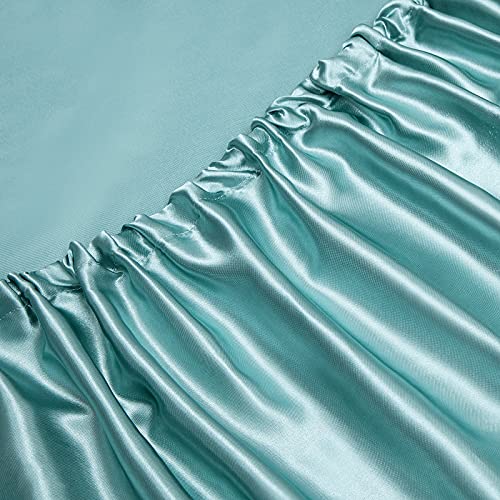 Cotton Home Depot California King Size Soft Satin Silk Bed Sheets Aqua Satin Silk Sheet Set, 12" Deep Pocket Fitted Sheet + 1 Flat Sheet + 2 Pillowcases