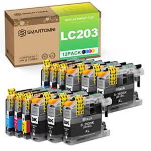 s smartomni compatible lc203 lc201 ink cartridge replacement for brother lc203 xl lc201 xl for mfc-j460dw j480dw j485dw j680dw j880dw j885dw j4320dw j4420dw j4620dw j5620dw j5520dw j5720dw (12 pack)