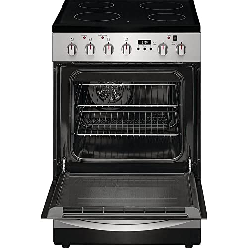 Frigidaire FCFE2425AS 24" Electric Freestanding Range with 4 Burners, Smoothtop Cooktop, Storage Drawer, in Stainless Steel