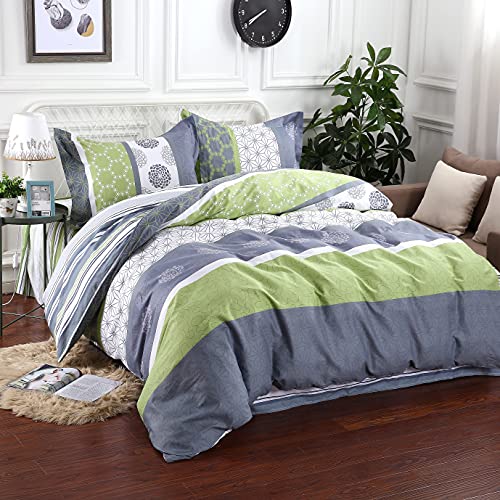 Swanson Beddings Serene 3-Piece 100% Cotton Bedding Set: Duvet Cover and Two Pillow Shams (Queen)