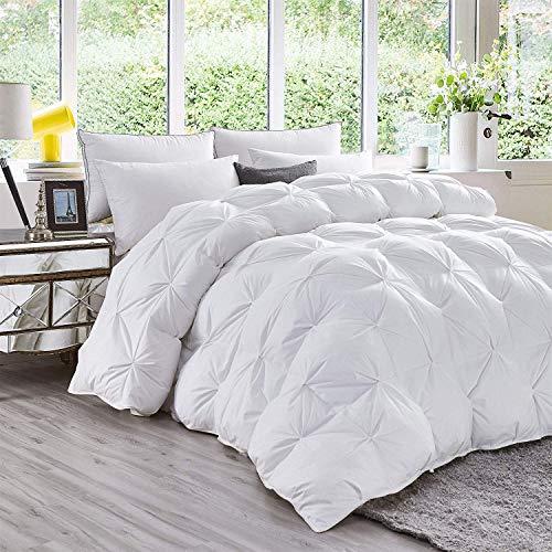 Cotton Home Depot 3 Piece Pinch Pleated Comforter Premium 600 Thread Count 100% Egyptian Cotton Super Soft (King/Cal King Size , White Colour )