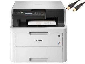 brother hl-l32 90cdw wireless compact digital color laser all-in-one printer, print scan copy, 600 x 2400 dpi, duplex printing, 25ppm, 250-sheet, compatible with alexa, durlyfish usb printer cable