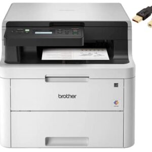 Brother HL-L32 90CDW Wireless Compact Digital Color Laser All-in-One Printer, Print Scan Copy, 600 x 2400 dpi, Duplex Printing, 25ppm, 250-sheet, Compatible with Alexa, Durlyfish USB Printer Cable