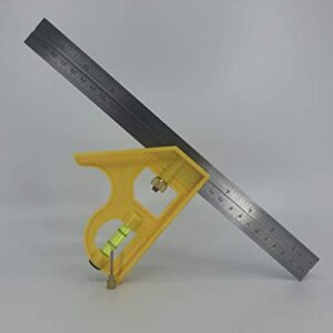 Swanson Tool Co TC131 12 inch Combo Square with Stainless Steel Rule, Inches/Metric Marks, Brass Bolt and Composite Body