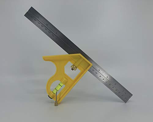 Swanson Tool Co TC131 12 inch Combo Square with Stainless Steel Rule, Inches/Metric Marks, Brass Bolt and Composite Body