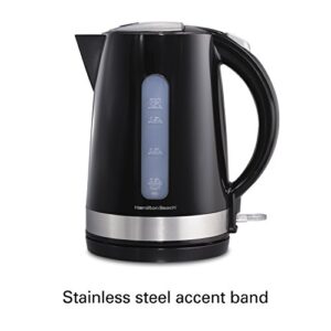 Hamilton Beach Electric Tea Kettle, Water Boiler & Heater, 1.7 L, Cordless, Auto-Shutoff & Boil-Dry Protection, Black (41010)