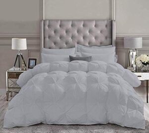 cotton home depot 5 piece pinch pleated comforter set premium 800 thread count 500 gsm (1 comforter + 4 pillow shams) 100% egyptian cotton super soft , size – super king , color – silver grey