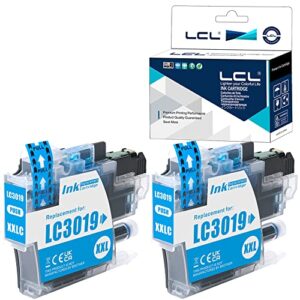 lcl compatible ink cartridge replacement for brother lc3019 lc3017 xxl lc3017c lc3019c high yield mfc-j5330dw j6530dw j6930dw j6730dw mfc-j5335dw mfc-j5730dw (2-pack cyan)