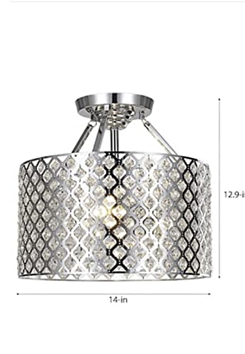 Kimberly 3-Light Crystal and Chrome Semi-Flushmount