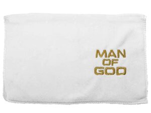 swanson christian products embroidered hand towels – ‘man of god’ – gifts for pastor, clergy, & ministers – pastor towel – cotton towel – white with gold lettering