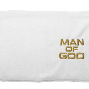 Swanson Christian Products Embroidered Hand Towels - 'Man of God' - Gifts for Pastor, Clergy, & Ministers - Pastor Towel - Cotton Towel - White with Gold Lettering