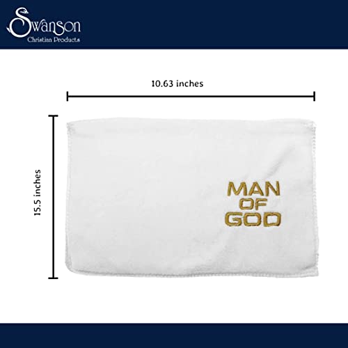 Swanson Christian Products Embroidered Hand Towels - 'Man of God' - Gifts for Pastor, Clergy, & Ministers - Pastor Towel - Cotton Towel - White with Gold Lettering