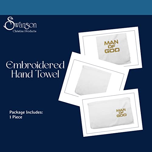 Swanson Christian Products Embroidered Hand Towels - 'Man of God' - Gifts for Pastor, Clergy, & Ministers - Pastor Towel - Cotton Towel - White with Gold Lettering