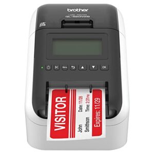 brother ql-820nwb professional ultra flexible label printer – wifi, ethernet, bluetooth connectivity, 110 labels per minute, 300×600 dpi, monochrome, lcd display, auto cut, cbmou usb_extension_cable