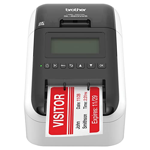 Brother QL-820NWB Professional Ultra Flexible Label Printer - WiFi, Ethernet, Bluetooth Connectivity, 110 Labels Per Minute, 300x600 dpi, Monochrome, LCD Display, Auto Cut, Cbmou USB_Extension_Cable