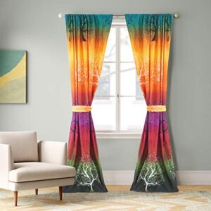 swanson beddings rainbow tree curtain panel set: two panels and two tiebacks, 84-inch long
