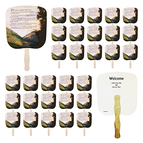 Swanson Christian Products Church Fans - Hand Held Parlor Fans for Adults - Hand Fans for Church Services - 23rd Psalm (KJV) - Pack of 25