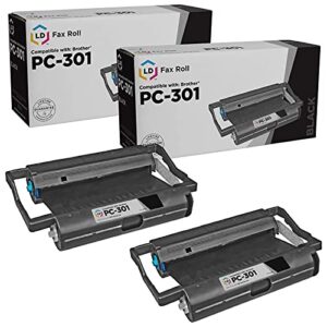 ld compatible fax cartridge with roll replacement for brother pc301 (2-pack)