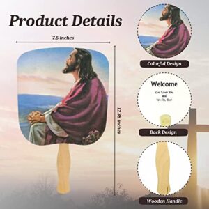 Swanson Christian Products Church Fans - Hand Held Parlor Fans for Adults - Hand Fans for Church Services - Christ at Dawn - Image of Jesus - Pack of 50