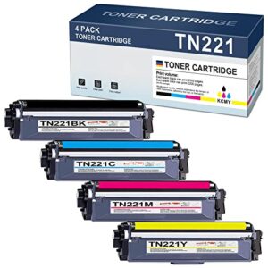 tn221bk tn221c tn221m tn221y toner: 4 pack replacement for brother tn221 toner mfc-9130cw hl-3140cw hl-3170cdw hl-3180cdw mfc-9330cdw mfc-9340cdw printer ink (1bk+1c+1m+1y)