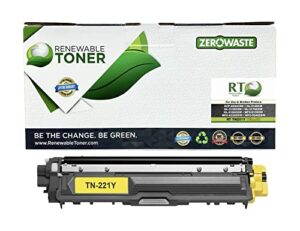 renewable toner tn-221y compatible replacement for brother tn221 tn221y | works in dcp-9020cdn hl-3140cw hl-3170cdw hl-3150 hl-3150cdn hl-3180cdw mfc-9130cw mfc-9330cdw mfc-9340cdw (yellow)