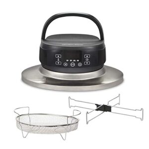 Hamilton Beach Portable 6-Quart Set & Forget Digital Programmable Slow Cooker, Stainless Steel & Air Fryer Lid, Fits 6 Quart Oval Slow Cooker Crock, BLACK