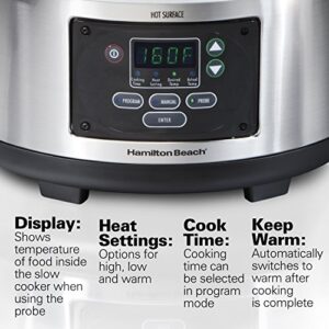 Hamilton Beach Portable 6-Quart Set & Forget Digital Programmable Slow Cooker, Stainless Steel & Air Fryer Lid, Fits 6 Quart Oval Slow Cooker Crock, BLACK