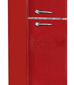 FRIGIDAIRE EFR756-RED EFR756, 2 Door Apartment Size Retro Refrigerator with Top Freezer, Chrome Handles, 7.5 cu ft, red